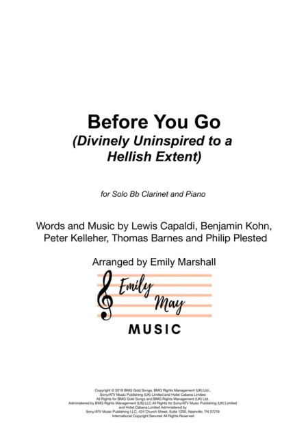 Before You Go For Clarinet With Piano Accompaniment Sheet Music