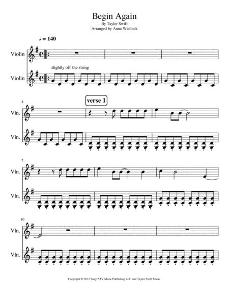 Free Sheet Music Begin Again