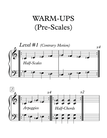 Beginning Piano Warm Ups Pre Scales Sheet Music