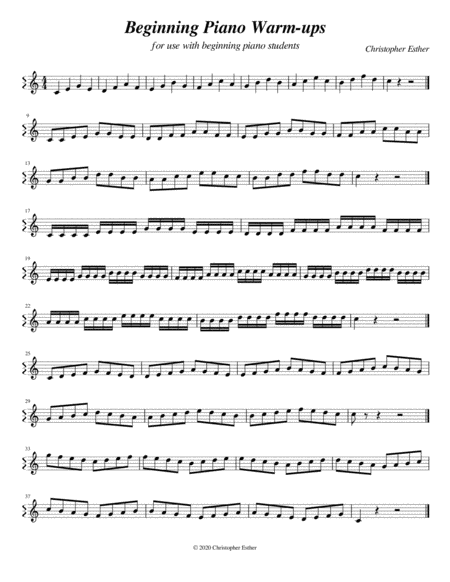 Beginning Piano Warm Ups Sheet Music