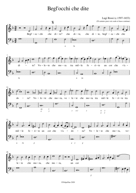 Free Sheet Music Begl Occhi Che Dite