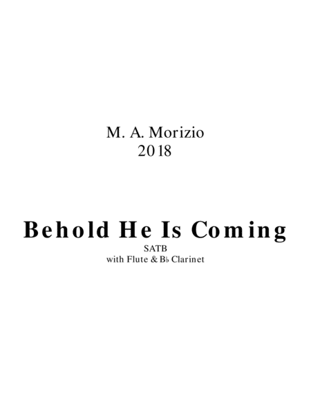 Free Sheet Music Behold He Is Coming Satb Revelation 1 7