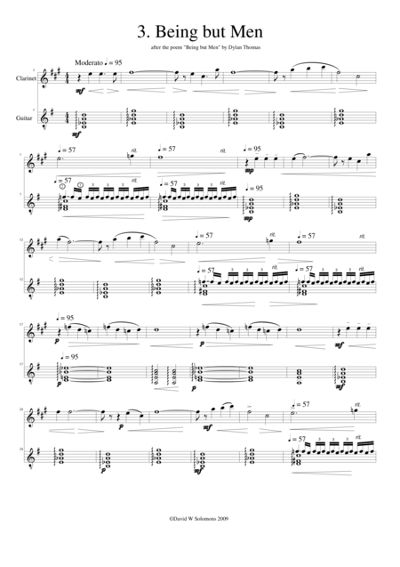 Being But Men For Clarinet And Guitar Sheet Music