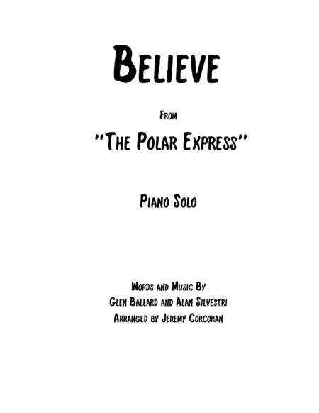 Free Sheet Music Believe For Solo Piano