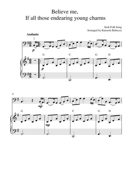 Believe Me If All Those Endearing Young Charms For Cello Solo And Piano Accompaniment Sheet Music