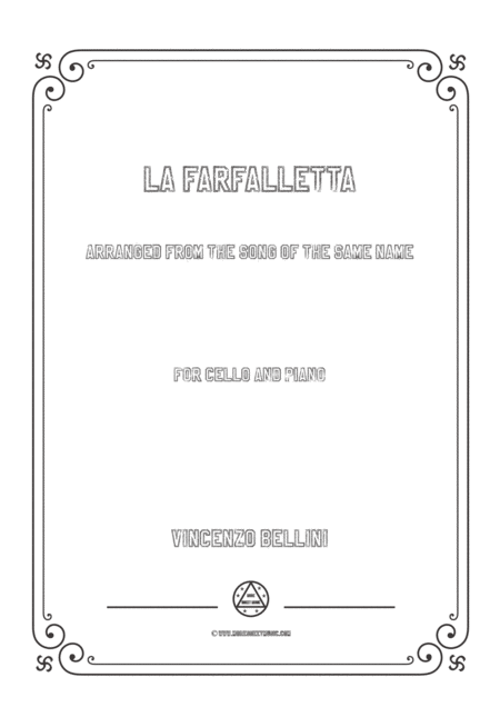 Bellini La Farfalletta For Cello And Piano Sheet Music