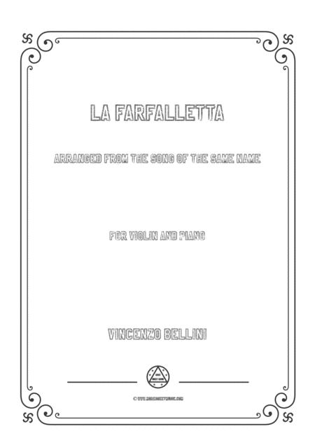 Free Sheet Music Bellini La Farfalletta For Violin And Piano