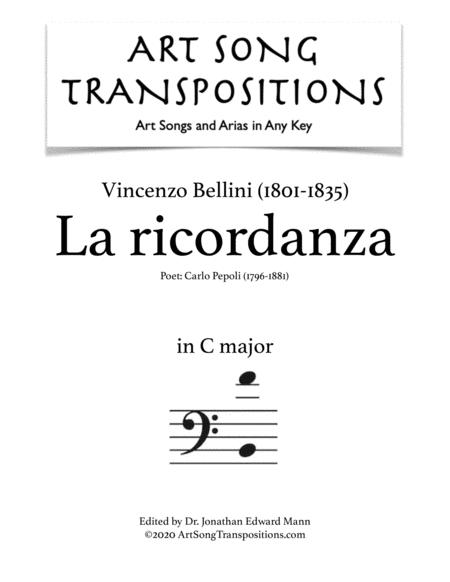 Free Sheet Music Bellini La Ricordanza Transposed To C Major Bass Clef