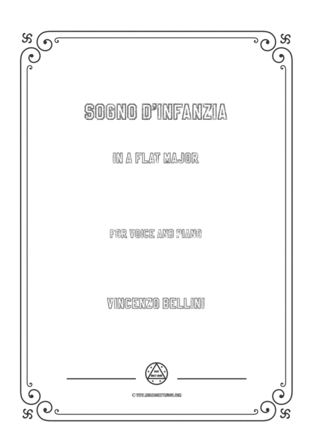 Free Sheet Music Bellini Sogno D Infanzia In A Flat Major For Voice And Piano