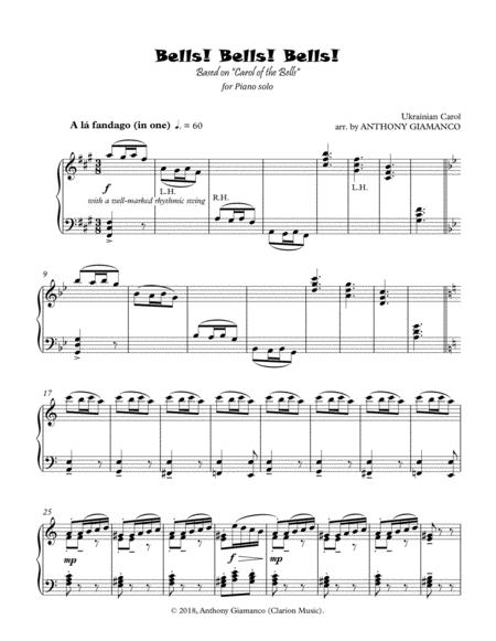 Bells Bells Bells Piano Solo 2018 Holiday Contest Entry Sheet Music