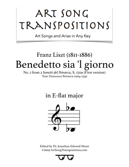 Benedetto Sia L Giornos 270a E Flat Major Sheet Music