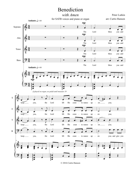 Benediction Satb Sheet Music