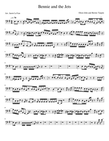 Free Sheet Music Bennie And The Jets Cello Solo