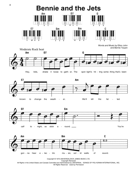 Free Sheet Music Bennie And The Jets