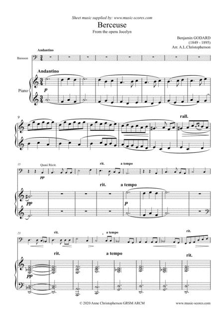 Free Sheet Music Berceuse Bassoon And Piano