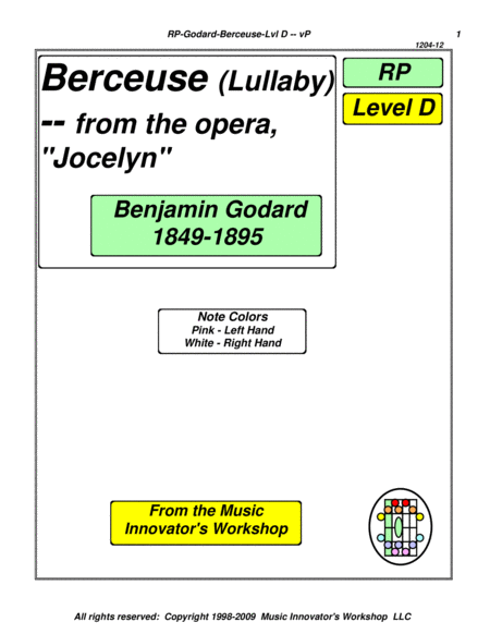 Berceuse Lullaby From The Opera Jocelyn Key Map Tablature Sheet Music