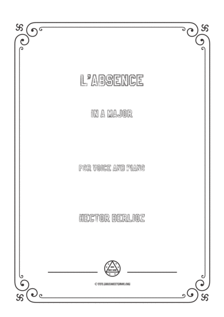 Free Sheet Music Berlioz L Absence In A Major For Voice And Piano