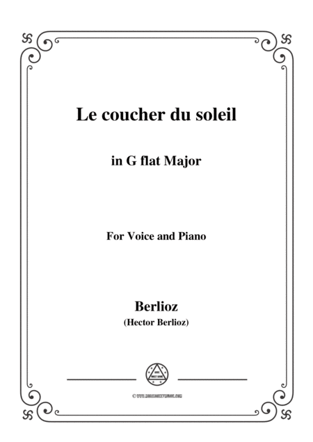 Berlioz Le Coucher Du Soleil In G Flat Major For Voice And Piano Sheet Music