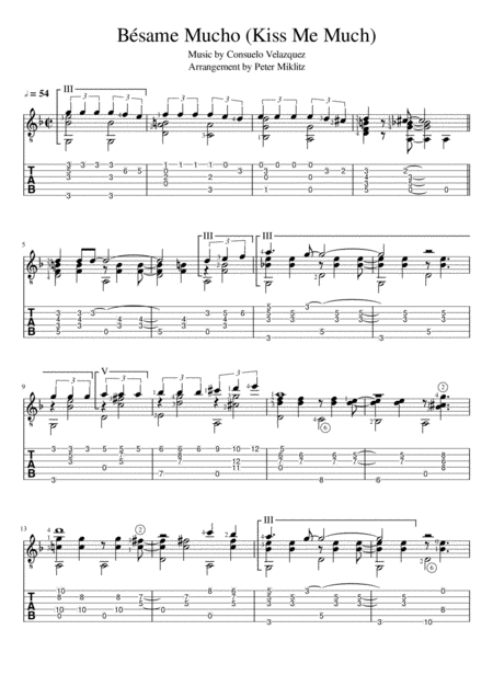 Besame Mucho Kiss Me Much In Standard Notation And Tab Sheet Music