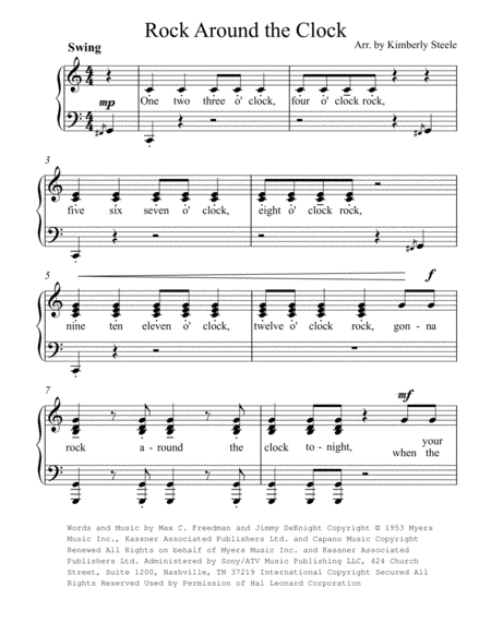 Free Sheet Music Best Recital Rock Around The Clock For Level 4 Piano