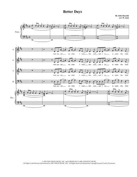 Better Days Satb By The Goo Goo Dolls Sheet Music