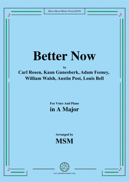 Better Now In A Major For Voice And Piano Sheet Music