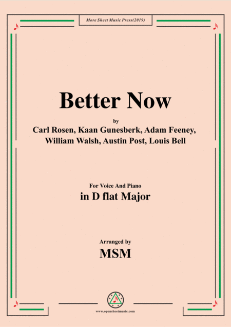 Better Now In D Flat Major For Voice And Piano Sheet Music