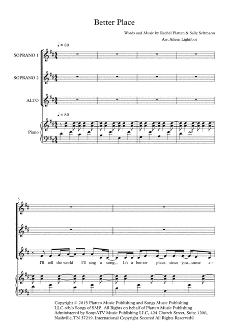 Better Place Ssa Sheet Music