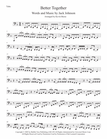 Better Together Original Key Tuba Sheet Music