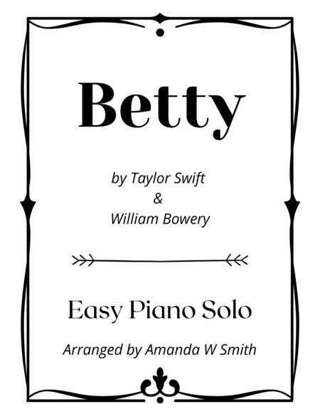 Betty By Taylor Swift Easy Piano Solo Sheet Music