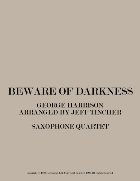 Free Sheet Music Beware Of Darkness