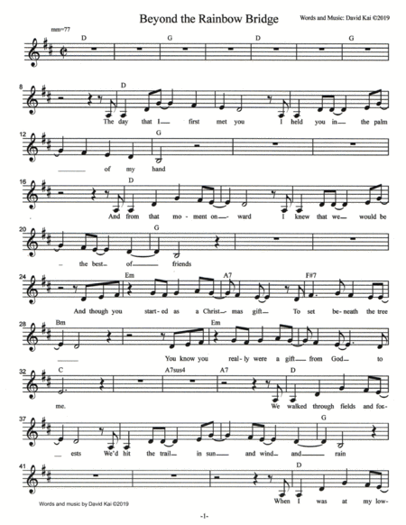 Free Sheet Music Beyond The Rainbow Bridge Lead Sheet