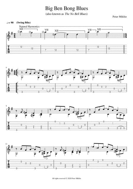 Free Sheet Music Big Ben Bong Blues Standard Notation And Tab