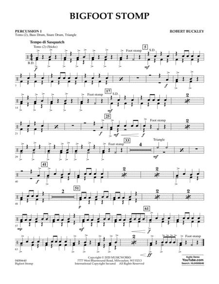 Free Sheet Music Big Foot Stomp Percussion 1