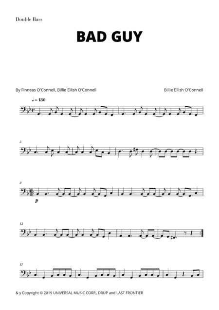 Free Sheet Music Billie Eilish Bad Guy For Double Bass