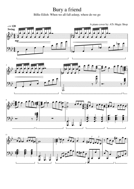 Billie Eilish Bury A Friend Piano Cover Sheet Music