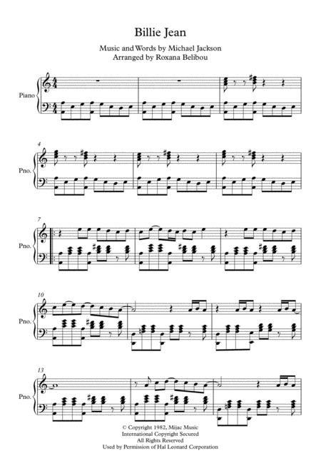 Billie Jean A Minor By Michael Jackson Piano Sheet Music