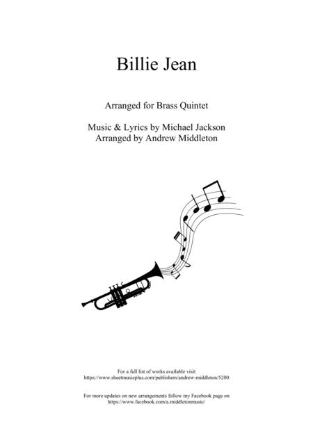 Free Sheet Music Billie Jean Arranged For Brass Quintet