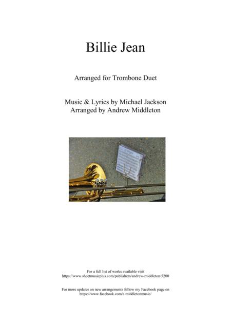 Free Sheet Music Billie Jean Arranged For Trombone Duet