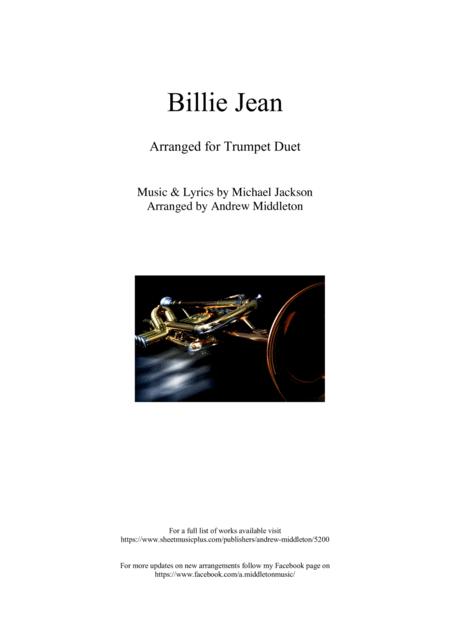 Free Sheet Music Billie Jean Arranged For Trumpet Duet