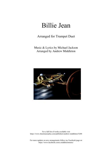 Billie Jean Arranged For Trumpet Duet Sheet Music