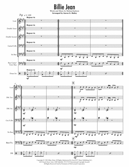 Billie Jean By Michael Jackson Arranged For Steel Band Sheet Music