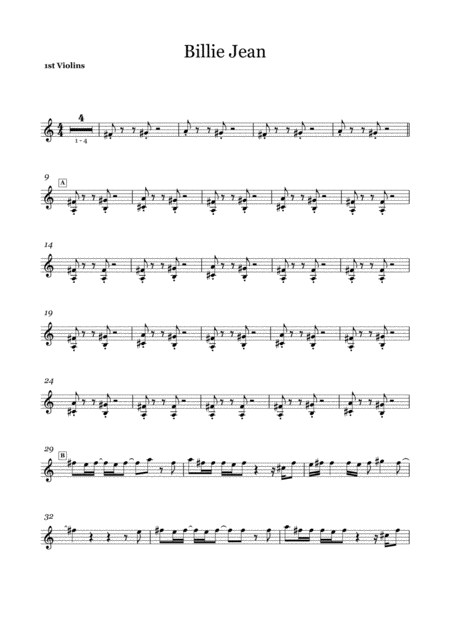 Billie Jean String Quartet Parts Sheet Music