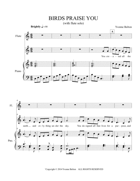 Free Sheet Music Birds Praise You