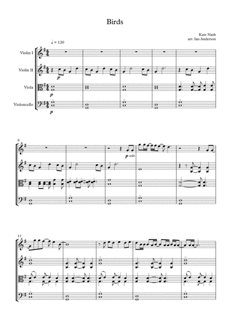 Free Sheet Music Birds String Quartet