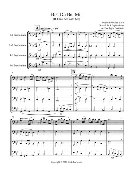 Free Sheet Music Bist Du Bei Mir 4 Euphoniums Bass Clef