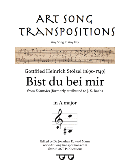 Bist Du Bei Mir A Major Sheet Music