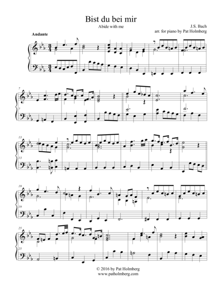 Bist Du Bei Mir For Piano Sheet Music