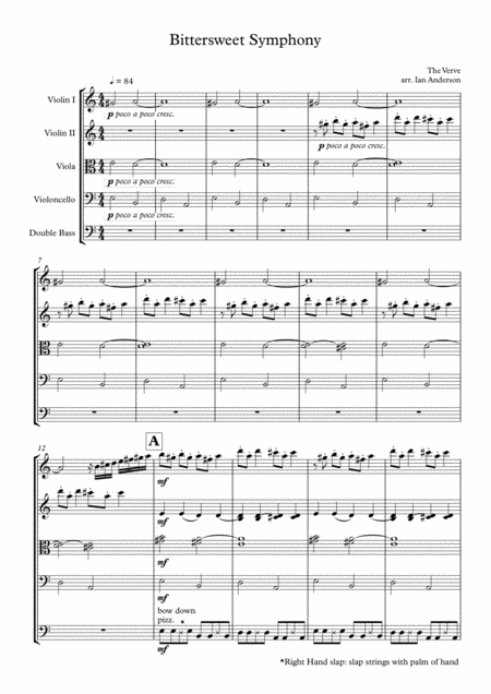 Bittersweet Symphony String Quintet String Orchestra Sheet Music