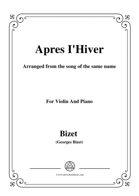 Free Sheet Music Bizet Apres I Hiver For Violin And Piano
